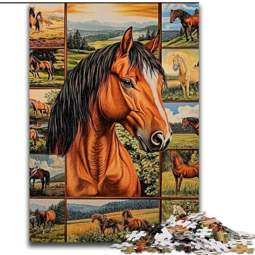 Puzzle 1000 Teile für Teenager, Pferdecollage, für 14+, anspruchsvolles Spiel als Geschenk für die ganze Familie und Freunde (Größe 26x38cm) von LiJianXXR