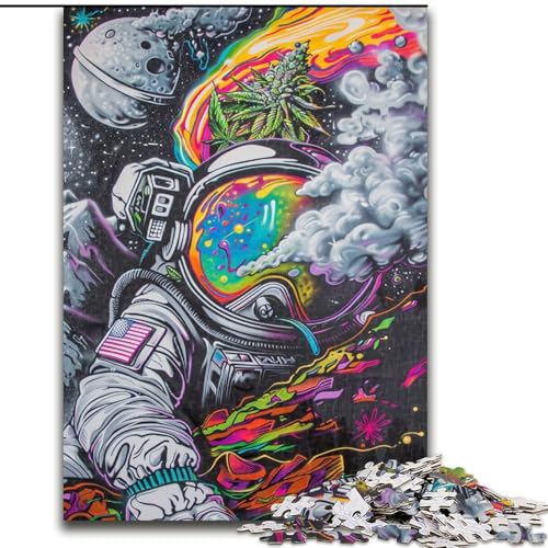 Puzzle 1000 Teile für Teenager, Psychedelic Smoke Astronaut, für 14+, anspruchsvolles Spiel als Geschenk für die ganze Familie und Freunde (Größe 50x75cm) von LiJianXXR