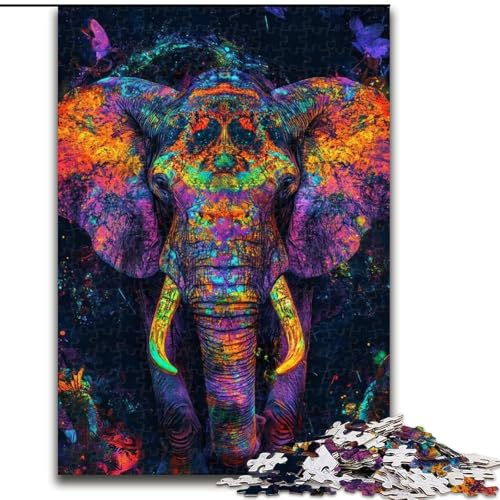 Puzzle 1000 Teile für Teenager, Regenbogenelefant, Elefantenspielzeug, Denkspiel, Geburtstagsgeschenk, Geschenke, Wandkunst für Kinder ab 14 Jahren (Größe 50x75cm) von LiJianXXR