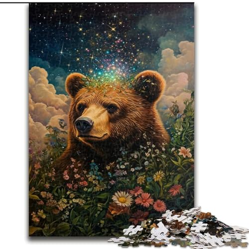 Puzzle 1000 Teile für Teenager, Rose Brown Bear, für 14+, anspruchsvolles Spiel als Geschenk für die ganze Familie und Freunde (Größe 50x75cm) von LiJianXXR