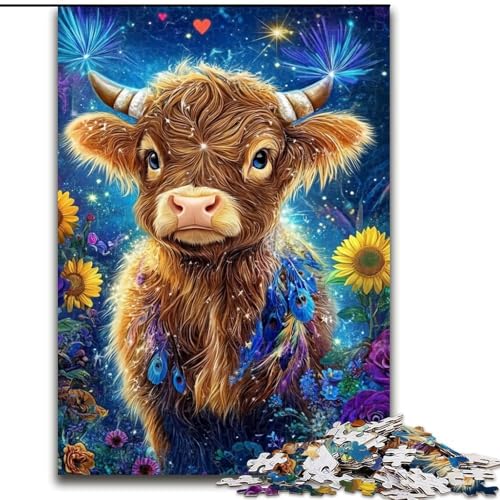 Puzzle 1000 Teile für Teenager, Sonnenblumen-Yak, für 14+, anspruchsvolles Spiel als Geschenk für die ganze Familie und Freunde (Größe 26x38cm) von LiJianXXR