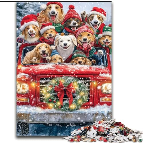 Puzzle 1000 Teile für Teenager, Weihnachtswelpe, für 14+, anspruchsvolles Spiel als Geschenk für die ganze Familie und Freunde (Größe 26x38cm) von LiJianXXR