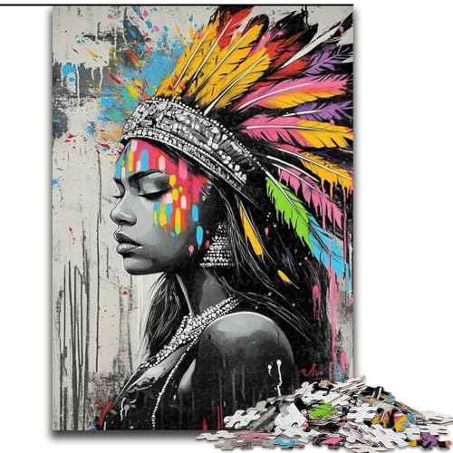 Puzzle 1000 Teile für Teenager, indische Prinzessinnen-Graffiti, für 14+, anspruchsvolles Spiel als Geschenk für die ganze Familie und Freunde (Größe 26x38cm) von LiJianXXR