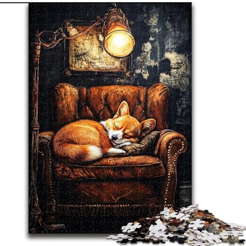 Puzzle 1000 Teile für Teenager, schlafender Corgi, für 14+, anspruchsvolles Spiel als Geschenk für die ganze Familie und Freunde (Größe 26x38cm) von LiJianXXR