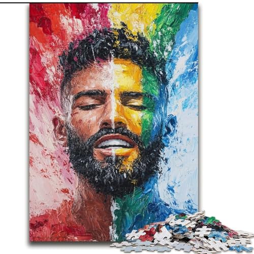 Puzzle 1000 Teile für Teenager, schwules Ölgemälde, für 14+, anspruchsvolles Spiel als Geschenk für die ganze Familie und Freunde (Größe 26x38cm) von LiJianXXR
