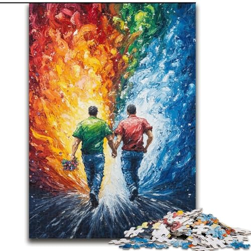 Puzzle 1000 Teile für Teenager, schwules Ölgemälde, für 14+, anspruchsvolles Spiel als Geschenk für die ganze Familie und Freunde (Größe 50x75cm) von LiJianXXR