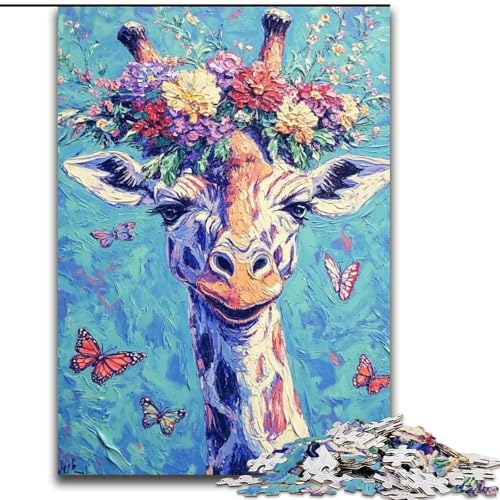 Puzzle 1000 Teile für Teenager Blumen Hirsch, für 14+ Anspruchsvolles Spiel als Geschenk für die ganze Familie und Freunde (Größe 50x75cm) von LiJianXXR
