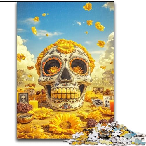 Puzzle 1000 Teile für Teenager Blumen Totenkopf, für 14+ Anspruchsvolles Spiel als Geschenk für die ganze Familie und Freunde (Größe 50x75cm) von LiJianXXR