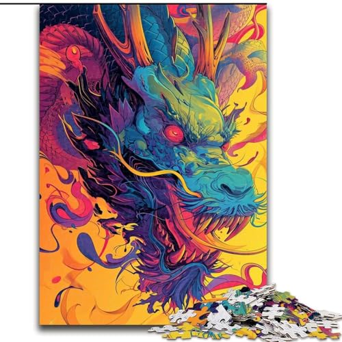 Puzzle 1000 Teile für Teenager Geheimnisvoller Drache, für 14+, anspruchsvolles Spiel als Geschenk für die ganze Familie und Freunde (Größe 26x38cm) von LiJianXXR