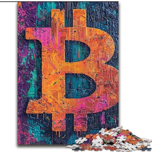 Puzzle 1000 Teile für Teenager Graffiti Bitcoin, für 14+ Anspruchsvolles Spiel als Geschenk für die ganze Familie und Freunde (Größe 26x38cm) von LiJianXXR