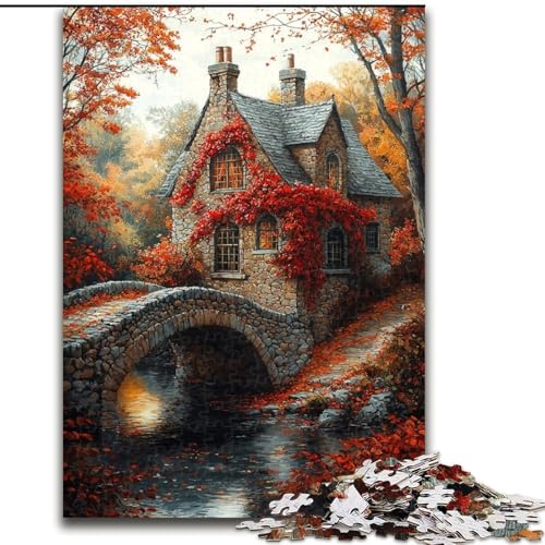 Puzzle 1000 Teile für Teenager Herbstbrücke, für 14+, anspruchsvolles Spiel als Geschenk für die ganze Familie und Freunde (Größe 50x75cm) von LiJianXXR