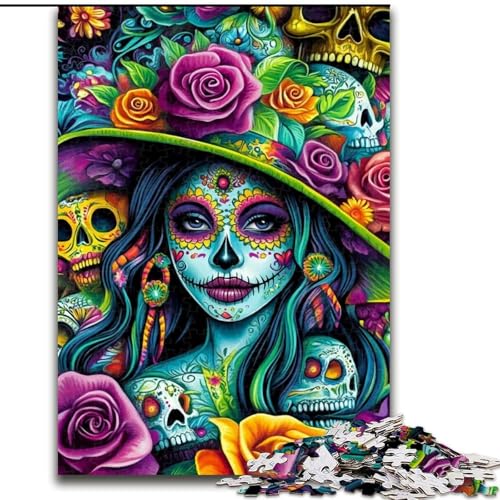 Puzzle 1000 Teile für Teenager Mexikanische Totenkopf-Mädchen, für 14+, anspruchsvolles Spiel als Geschenk für die ganze Familie und Freunde (Größe 50x75cm) von LiJianXXR
