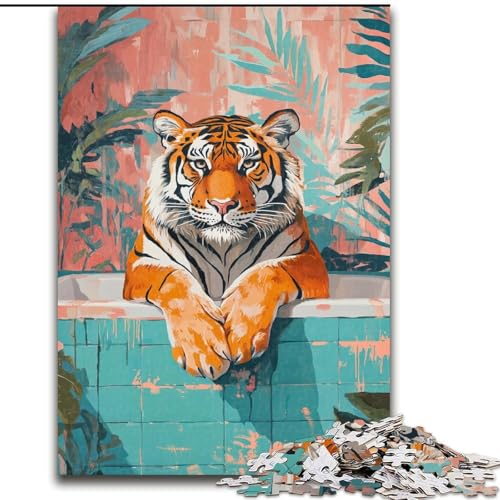 Puzzle 1000 Teile für Teenager Tiger im Badezimmer, für 14+ Anspruchsvolles Spiel als Geschenk für die ganze Familie und Freunde (Größe 50x75cm) von LiJianXXR