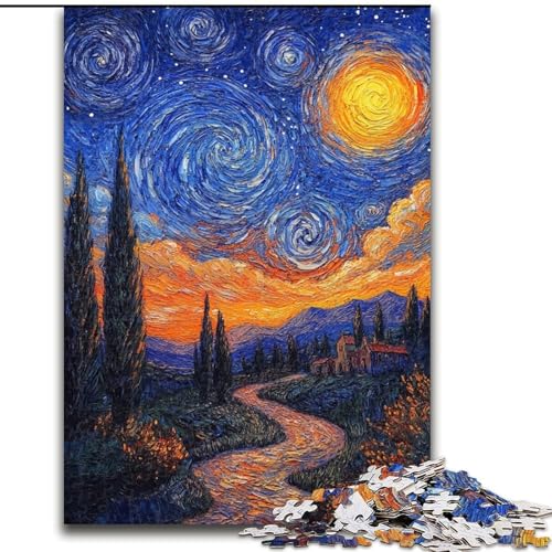 Puzzle 1000 Teile für Teenager Van Gogh Nachthimmel, für 14+ Anspruchsvolles Spiel als Geschenk für die ganze Familie und Freunde (Größe 50x75cm) von LiJianXXR
