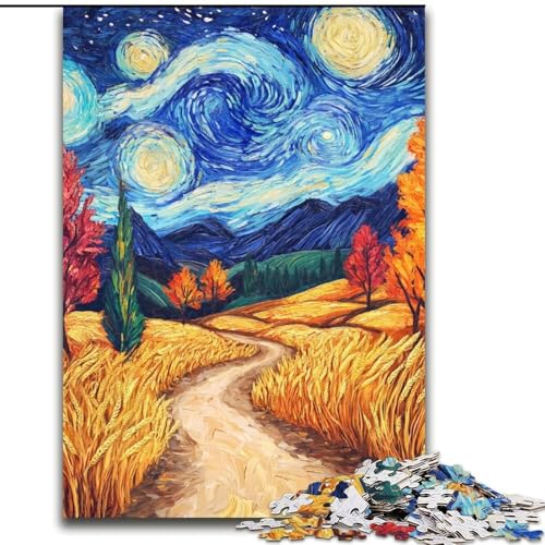 Puzzle 1000 Teile für Teenager Van Gogh Nachthimmel, für 14+ Anspruchsvolles Spiel als Geschenk für die ganze Familie und Freunde (Größe 50x75cm) von LiJianXXR