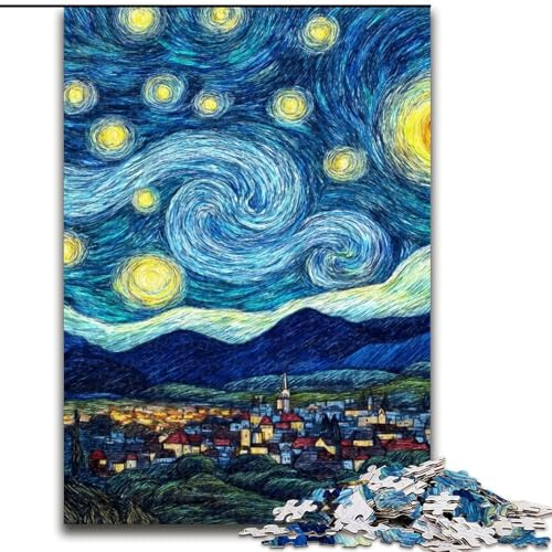 Puzzle 1000 Teile für Teenager Van Gogh Nachthimmel, für 14+ Anspruchsvolles Spiel als Geschenk für die ganze Familie und Freunde (Größe 50x75cm) von LiJianXXR