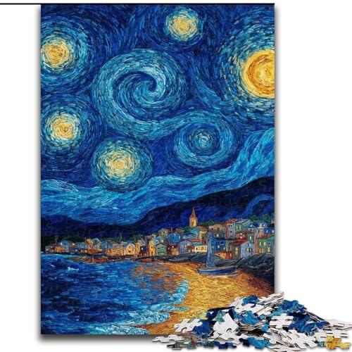 Puzzle 1000 Teile für Teenager Van Gogh Nachthimmel, für und ab 14 Jahren Pädagogisches Lernspielzeug Familienspiele Geburtstagsgeschenk (Größe 26x38cm) von LiJianXXR