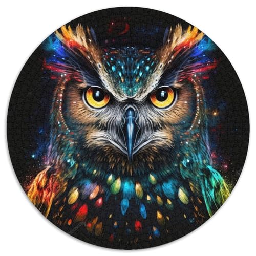 Puzzle für 1000 Teile, Eule, 1000-teiliges rundes Puzzle für Erwachsene, Denkspiel für Teenager, 67,5 x 67,5 cm von LiJianXXR