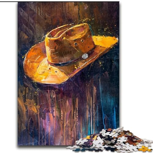 Puzzle für Erwachsene, 1000 Cowboyhüte, Stressabbau, schwierige Herausforderung, Wichtelgeschenke für Kinder ab 14 Jahren (Größe 50x75cm) von LiJianXXR
