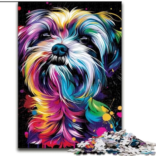 Puzzle für Erwachsene, 1000 Malteser-Hundekunst, aus Holz, EIN tolles Geschenk für Familienspaß, 50x75cm, für Heimdekoration, Gehirntraining von LiJianXXR