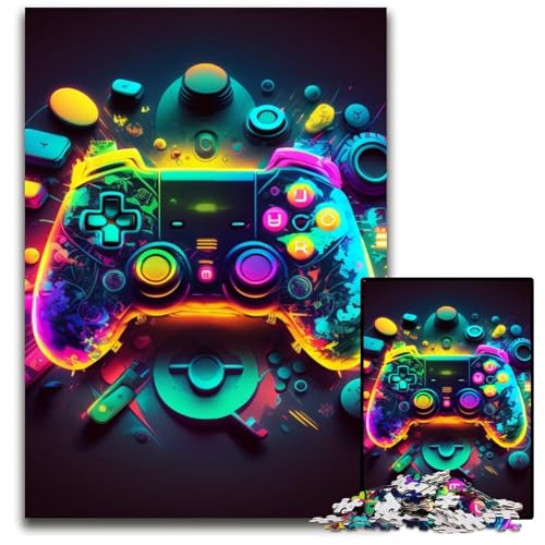 Puzzle für Erwachsene, 1000 Neon-Spiele, Holzpuzzle, Teenager, Paare und Freunde zum Geburtstag, Weihnachten, 50x75cm/19,68x29,52 Zoll von LiJianXXR