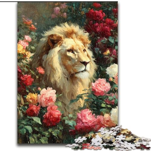 Puzzle für Erwachsene, 1000 Puzzles, Blumenlöwe, Elefantenspielzeug, Denkspiel, Geburtstagsgeschenk, Geschenke, Wandkunst, für Kinder ab 14 Jahren (Größe 50x75cm) von LiJianXXR