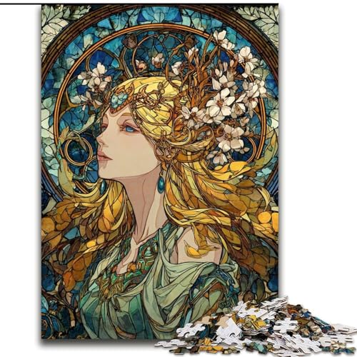 Puzzle für Erwachsene, 1000 Puzzles, Buntglasgöttin, geeignet für Personen ab 14 Jahren, anspruchsvoll zu vervollständigen, Aber lustig und humorvoll, tolles Geschenk (Größe 26x38cm) von LiJianXXR