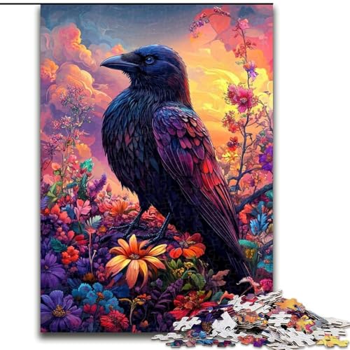 Puzzle für Erwachsene, 1000 Puzzles, Krähen und Blumen, Elefantenspielzeug, Denkspiel, Geburtstagsgeschenk, Geschenke, Wandkunst für Kinder ab 14 Jahren (Größe 26x38cm) von LiJianXXR