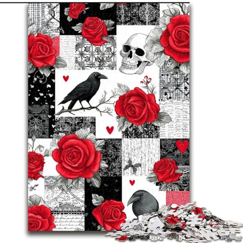 Puzzle für Erwachsene, 1000 Puzzles, Krähenskelett, Elefantenspielzeug, Denkspiel, Geburtstagsgeschenk, Geschenke, Wandkunst für Kinder ab 14 Jahren (Größe 50x75cm) von LiJianXXR