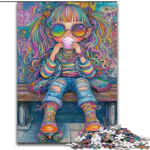 Puzzle für Erwachsene, 1000 Puzzles, Regenbogenmädchen, Elefantenspielzeug, Denkspiel, Geburtstagsgeschenk, Geschenke, Wandkunst für Kinder ab 14 Jahren (Größe 50x75cm) von LiJianXXR