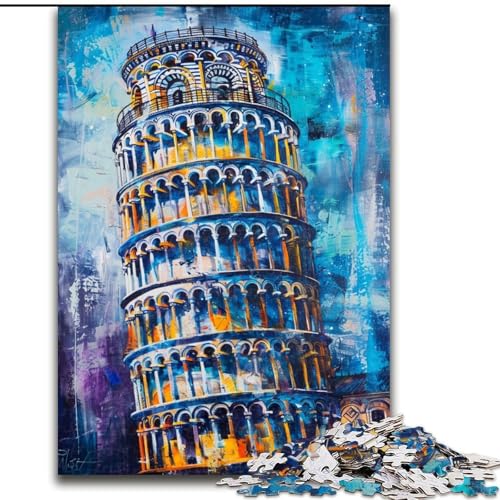 Puzzle für Erwachsene, 1000 Puzzles, Schiefer Turm von Pisa, Elefantenspielzeug, Denkspiel, Geburtstagsgeschenk, Geschenke, Wandkunst, für Kinder ab 14 Jahren (Größe 50x75cm) von LiJianXXR