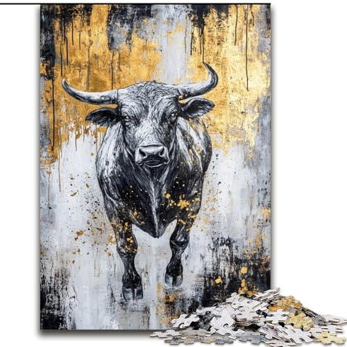 Puzzle für Erwachsene, 1000 Puzzles, Schwarzgold-Bulle, Elefantenspielzeug, Denkspiel, Geburtstagsgeschenk, Geschenke, Wandkunst, für Kinder ab 14 Jahren (Größe 26x38cm) von LiJianXXR