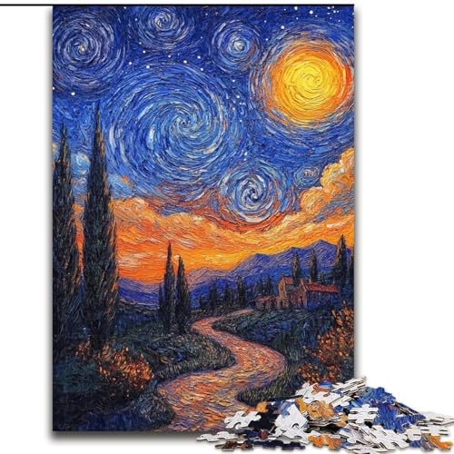 Puzzle für Erwachsene, 1000 Puzzles, Van Goghs Nachthimmel, Elefantenspielzeug, Denkspiel, Geburtstagsgeschenk, Geschenke, Wandkunst für Kinder ab 14 Jahren (Größe 26x38cm) von LiJianXXR
