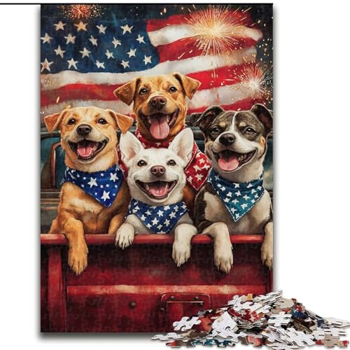 Puzzle für Erwachsene, 1000 Puzzles, amerikanische Flagge, Hund, Elefantenspielzeug, Denkspiel, Geburtstagsgeschenk, Geschenke, Wandkunst, für Kinder ab 14 Jahren (Größe 50x75cm) von LiJianXXR