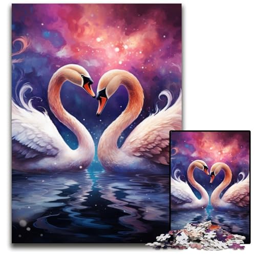 Puzzle für Erwachsene, 1000 Schwanen-Puzzle aus Pappe, Teenager, Paare und Freunde zum Geburtstag, zu Weihnachten, 26x38cm/10,23x14,96 Zoll Puzzle für Erwachsene, 1000 Schwanen-Puzzle aus Pappe, Teenager, Paare und Freunde zum Geburtstag, zu Weihnachten, 26x38cm/10,23x14,96 Zoll von LiJianXXR