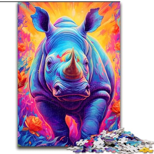 Puzzle für Erwachsene, 1000 Stück, Neon-Nashorn, aus Holz, Kinder ab 14 Jahren, 50x75cm, Lernspielzeug für Teenager, Dekoration für Zuhause und das Büro Puzzle für Erwachsene, 1000 Stück, Neon-Nashorn, aus Holz, Kinder ab 14 Jahren, 50x75cm, Lernspielzeug für Teenager, Dekoration für Zuhause und das Büro von LiJianXXR