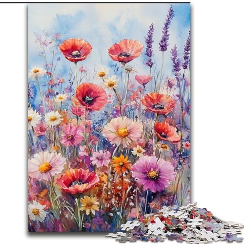 Puzzle für Erwachsene, 1000 Teile, Aquarellblumen, Familienunterhaltungsspielzeug, ganze Familie, ab 14 Jahren (Größe 26x38cm) von LiJianXXR