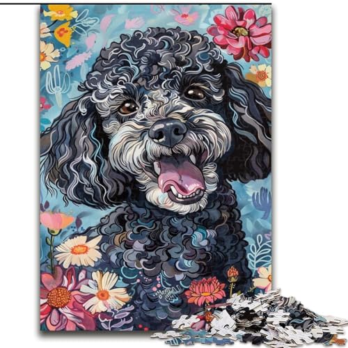 Puzzle für Erwachsene, 1000 Teile, Aquarellpudel, Stressabbau, schwierige Herausforderung, Wichtelgeschenke für Kinder ab 14 Jahren (Größe 26x38cm) von LiJianXXR