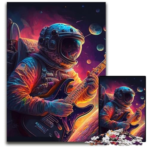 Puzzle für Erwachsene, 1000 Teile, Astronaut spielt Gitarre, anspruchsvolle Puzzles, perfekt für Teenager und Sammler, ideale Heimdekoration und Reisegeschenk, 50x75cm/19,68x29,52 Zoll von LiJianXXR