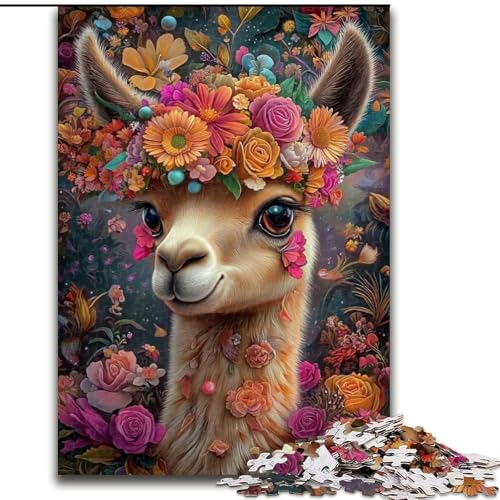 Puzzle für Erwachsene, 1000 Teile, Blumen-Alpaka, Spielzeug, Lernspiele, Stressabbau, Eltern-Kind-Interaktion (Größe 50x75cm) von LiJianXXR