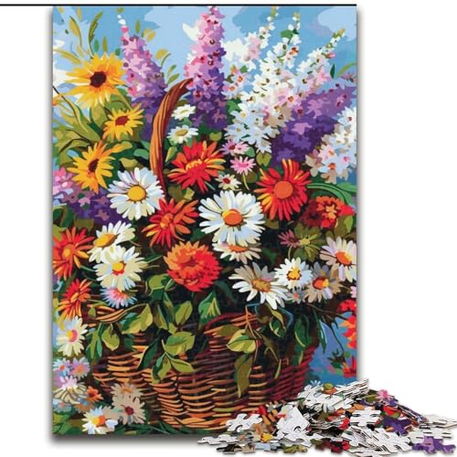 Puzzle für Erwachsene, 1000 Teile, Blumen im Korb, Spielzeug, Lernspiele, Stressabbau, Eltern-Kind-Interaktion (Größe 50x75cm) von LiJianXXR