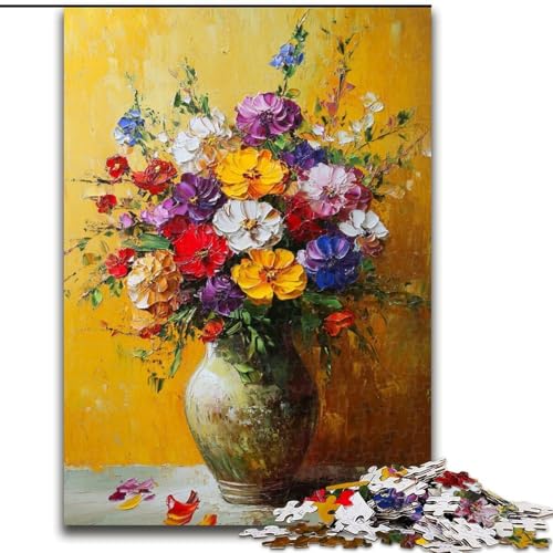 Puzzle für Erwachsene, 1000 Teile, Blumen in der Vase, Spielzeug, Lernspiele, Stressabbau, Eltern-Kind-Interaktion (Größe 50x75cm) von LiJianXXR