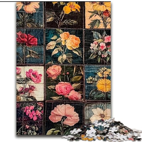 Puzzle für Erwachsene, 1000 Teile, Blumencollage, Stressabbau, schwierige Herausforderung, Wichtelgeschenke für Kinder ab 14 Jahren (Größe 26x38cm) von LiJianXXR