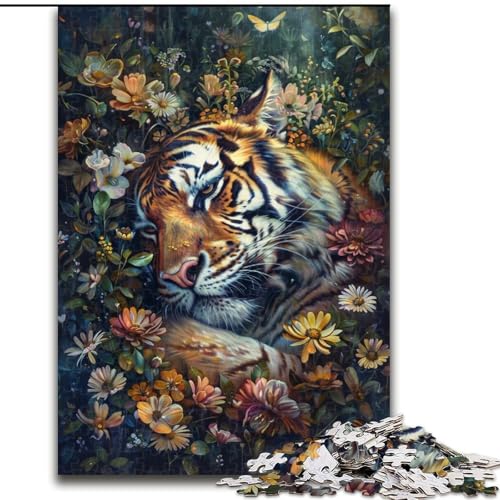 Puzzle für Erwachsene, 1000 Teile, Blumentiger, Spielzeug, Lernspiele, Stressabbau, Eltern-Kind-Interaktion (Größe 50x75cm) von LiJianXXR