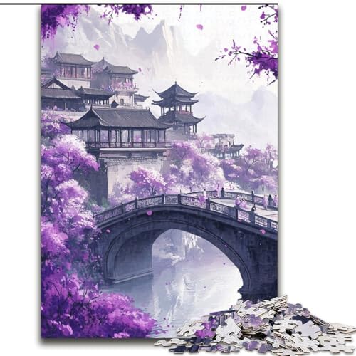 Puzzle für Erwachsene, 1000 Teile, Brücke im japanischen Stil, für Kinder ab 14 Jahren, Lernspiel, Herausforderung, Spielzeug, Geschenk zum Geburtstag (Größe 50x75cm) von LiJianXXR