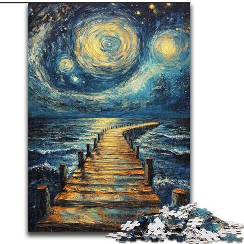 Puzzle für Erwachsene, 1000 Teile, Brücke unter dem Nachthimmel, Familienunterhaltungsspielzeug, ganze Familie, ab 14 Jahren (Größe 26x38cm) von LiJianXXR