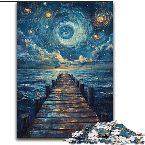 Puzzle für Erwachsene, 1000 Teile, Brücke unter dem Nachthimmel, für Kinder ab 14 Jahren, Lernspiel, Herausforderung, Spielzeug, Geschenk zum Geburtstag (Größe 50x75cm) von LiJianXXR