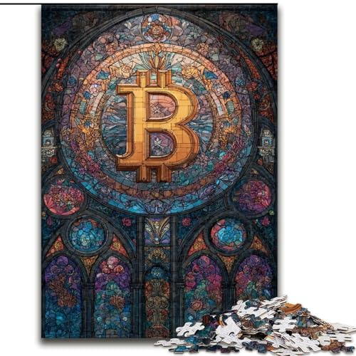 Puzzle für Erwachsene, 1000 Teile, Buntglas, Bitcoin, für Kinder ab 14 Jahren, Lernspiel, Herausforderung, Spielzeug, Geschenk zum Geburtstag (Größe 50x75cm) von LiJianXXR