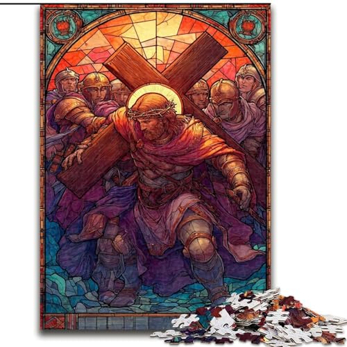 Puzzle für Erwachsene, 1000 Teile, Buntglas-Jesus, für Kinder ab 14 Jahren, Lernspiel, Herausforderung, Spielzeug, Geschenk zum Geburtstag (Größe 26x38cm) von LiJianXXR