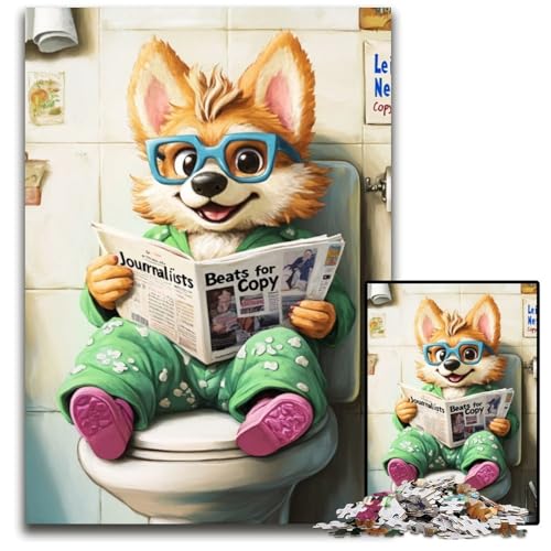 Puzzle für Erwachsene, 1000 Teile, Corgi Go Toilet, Holzpuzzle, Teenager, Paare und Freunde zum Geburtstag, Weihnachten, 50x75cm/19,68x29,52 Zoll Puzzle für Erwachsene, 1000 Teile, Corgi Go Toilet, Holzpuzzle, Teenager, Paare und Freunde zum Geburtstag, Weihnachten, 50x75cm/19,68x29,52 Zoll von LiJianXXR